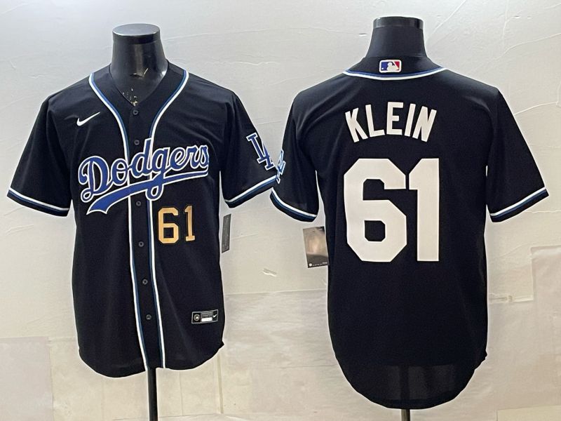 Men 2025 Nike Los Angeles Dodgers #61 Klein Black Game MLB Jersey 04